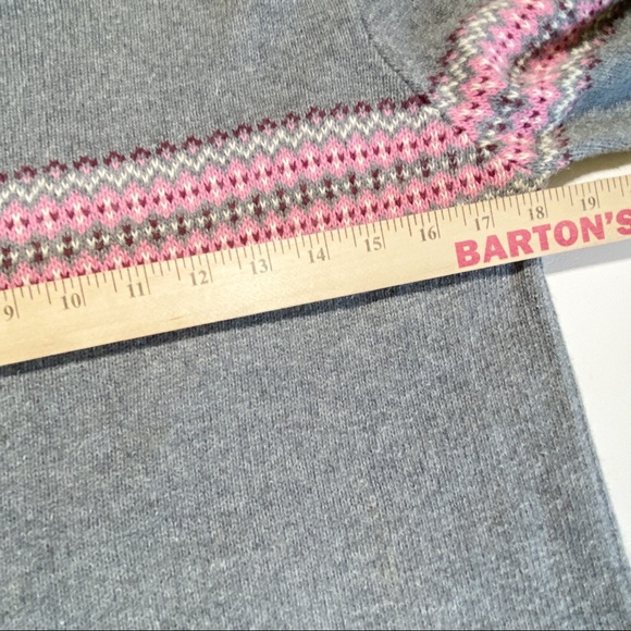 Women’s Y2K Aeropostale Gray Pink Nordic Fair Isle Stripe Mock Neck Sweater - Picture 4 of 8